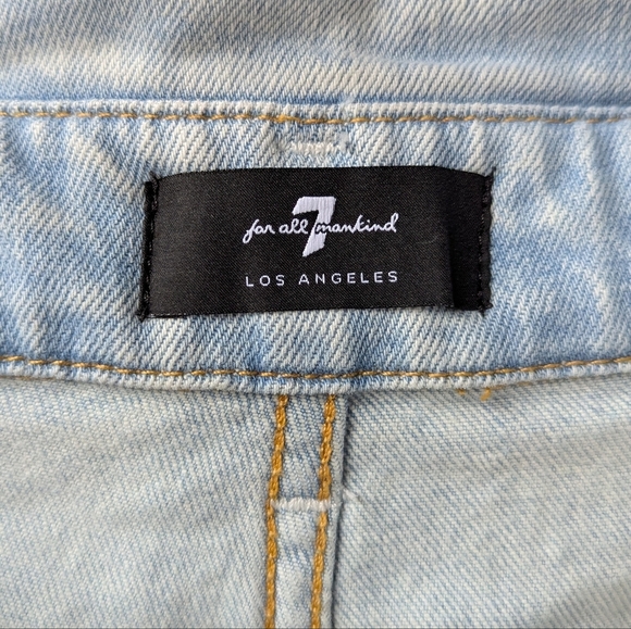 7FAM Light Wash Denim High Rise Paperbag Shorts with Braided Belt Size 27 - Picture 7 of 11